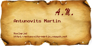 Antunovits Martin névjegykártya