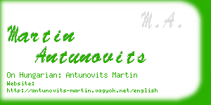 martin antunovits business card